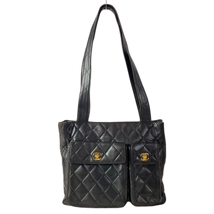 Chanel Tote Quilted Black Gold Lambskin