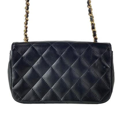 Chanel Shoulder Bag Mini Quilted Black Rhinestone Chain Gold Peace Sign Lambskin — view 3