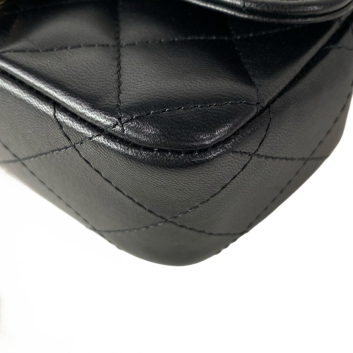 Chanel Shoulder Bag Mini Quilted Black Rhinestone Chain Gold Peace Sign Lambskin — view 6