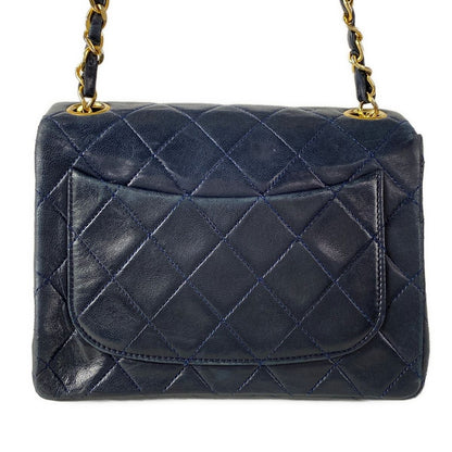 Chanel Shoulder Bag Mini Quilted 17 Dark Navy Gold Lambskin — view 3