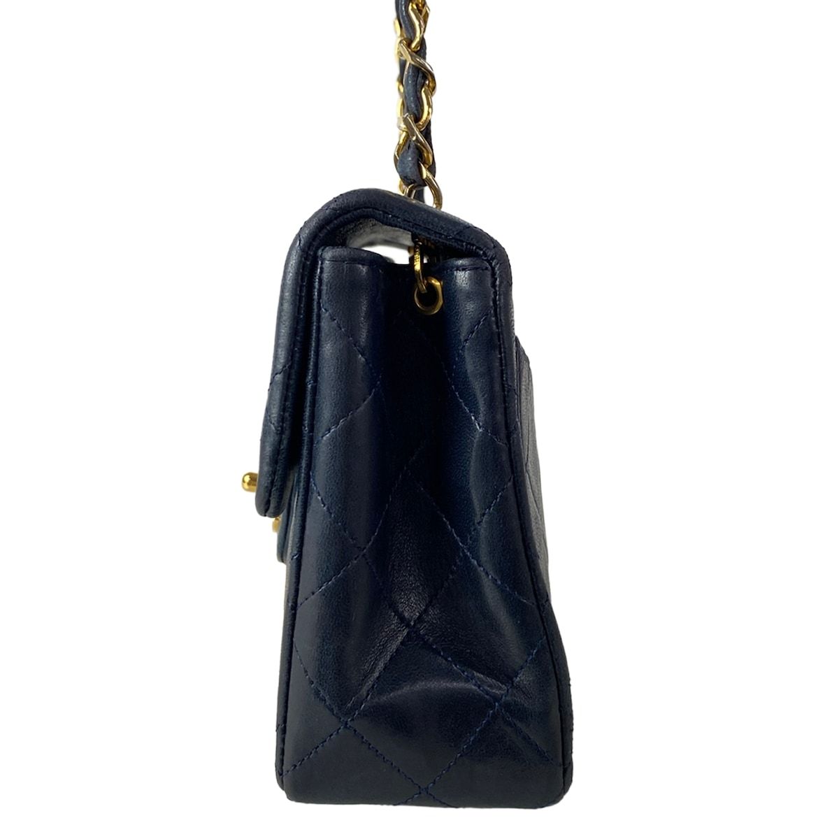 Chanel Shoulder Bag Mini Quilted 17 Dark Navy Gold Lambskin — view 4