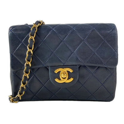 Chanel Shoulder Bag Mini Quilted 17 Dark Navy Gold Lambskin