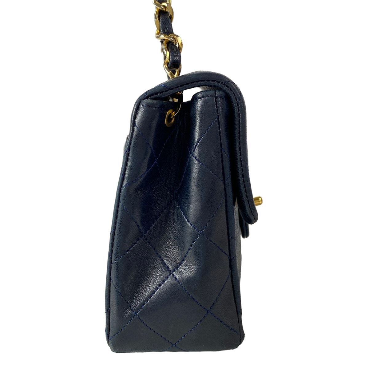 Chanel Shoulder Bag Mini Quilted 17 Dark Navy Gold Lambskin — view 2