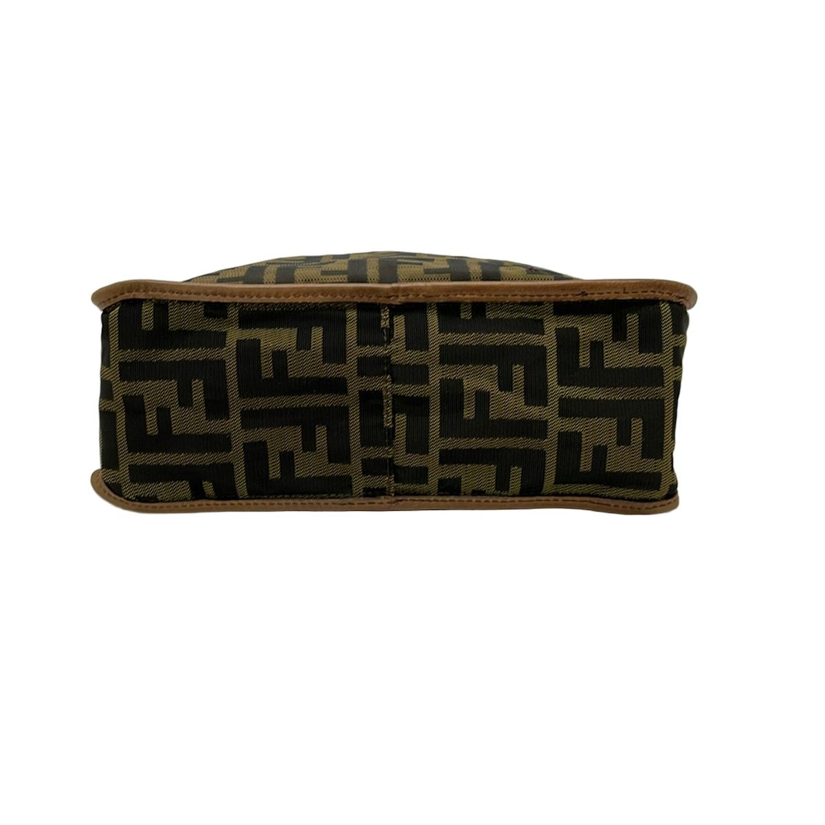 Fendi Shoulder Bag Zucca Pattern Khaki Black Brown Leather — view 5
