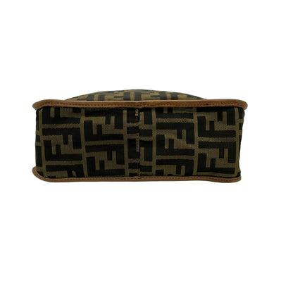Fendi Shoulder Bag Zucca Pattern Khaki Black Brown Leather — view 5