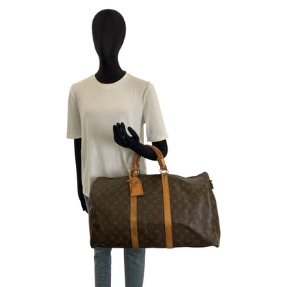 Louis Vuitton Monogram Keepall 50 Brown Gold Boston Bag — view 8