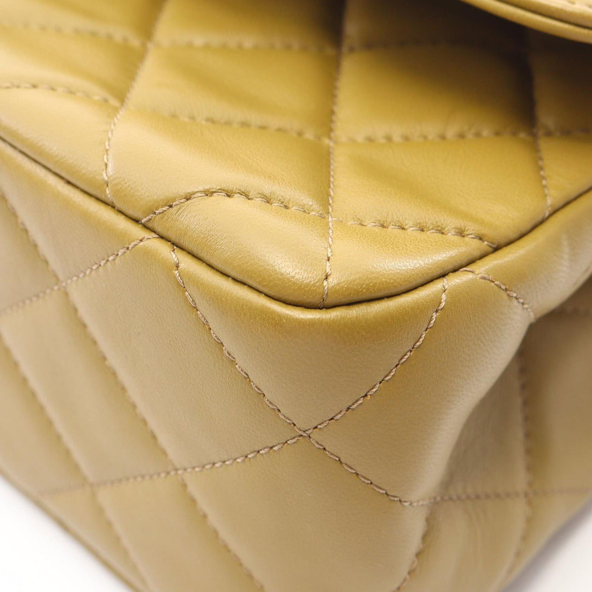 Chanel Shoulder Bag Quilted Top Handle 2-Way Olive Green Lambskin Chain — view 6
