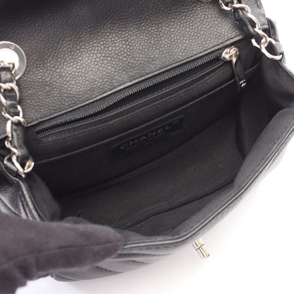 Chanel Shoulder Bag Chevron V-stitch Black Caviar Leather Mini Chain — view 3