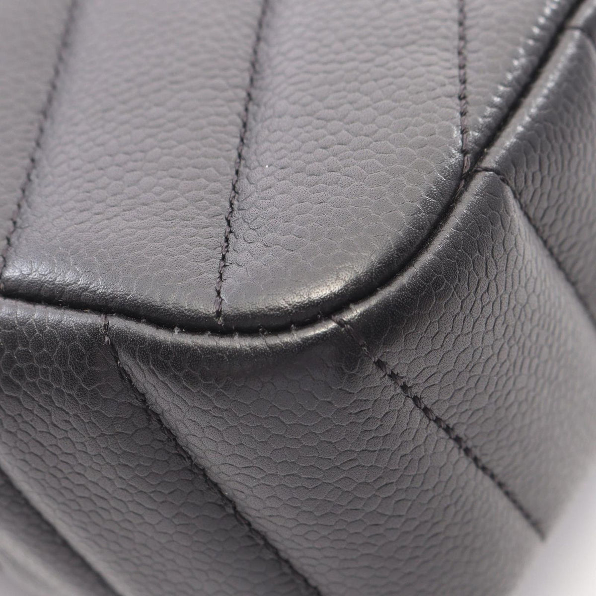 Chanel Shoulder Bag Chevron V-stitch Black Caviar Leather Mini Chain — view 7