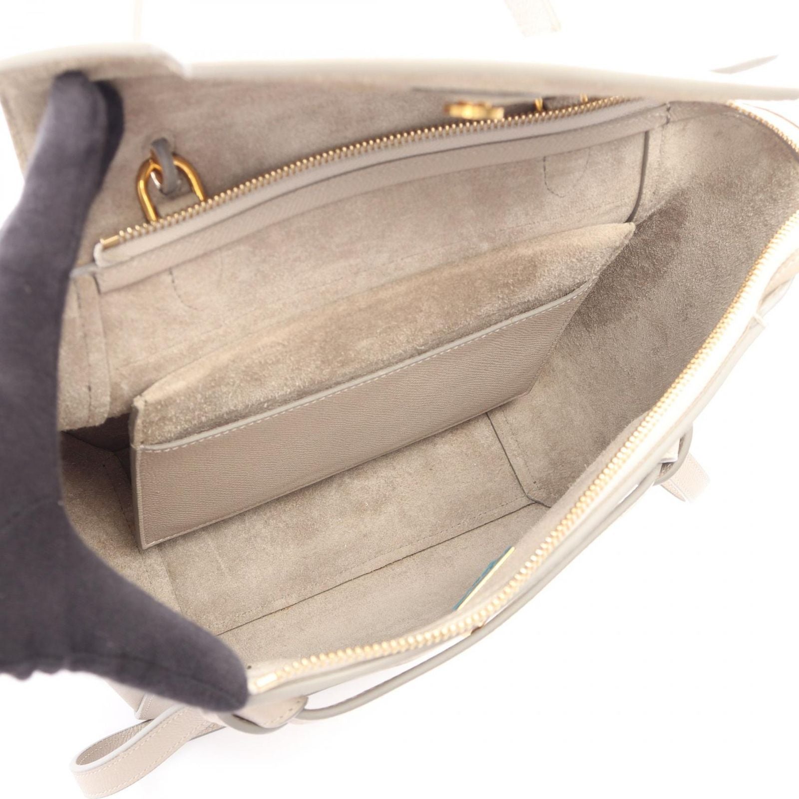 Celine Belt Bag Micro 2-Way Light Gray Leather — view 3