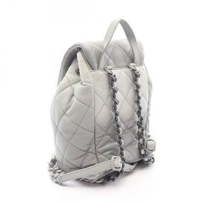 Chanel Backpack Quilted Gray Caviar Leather Chain — view 2
