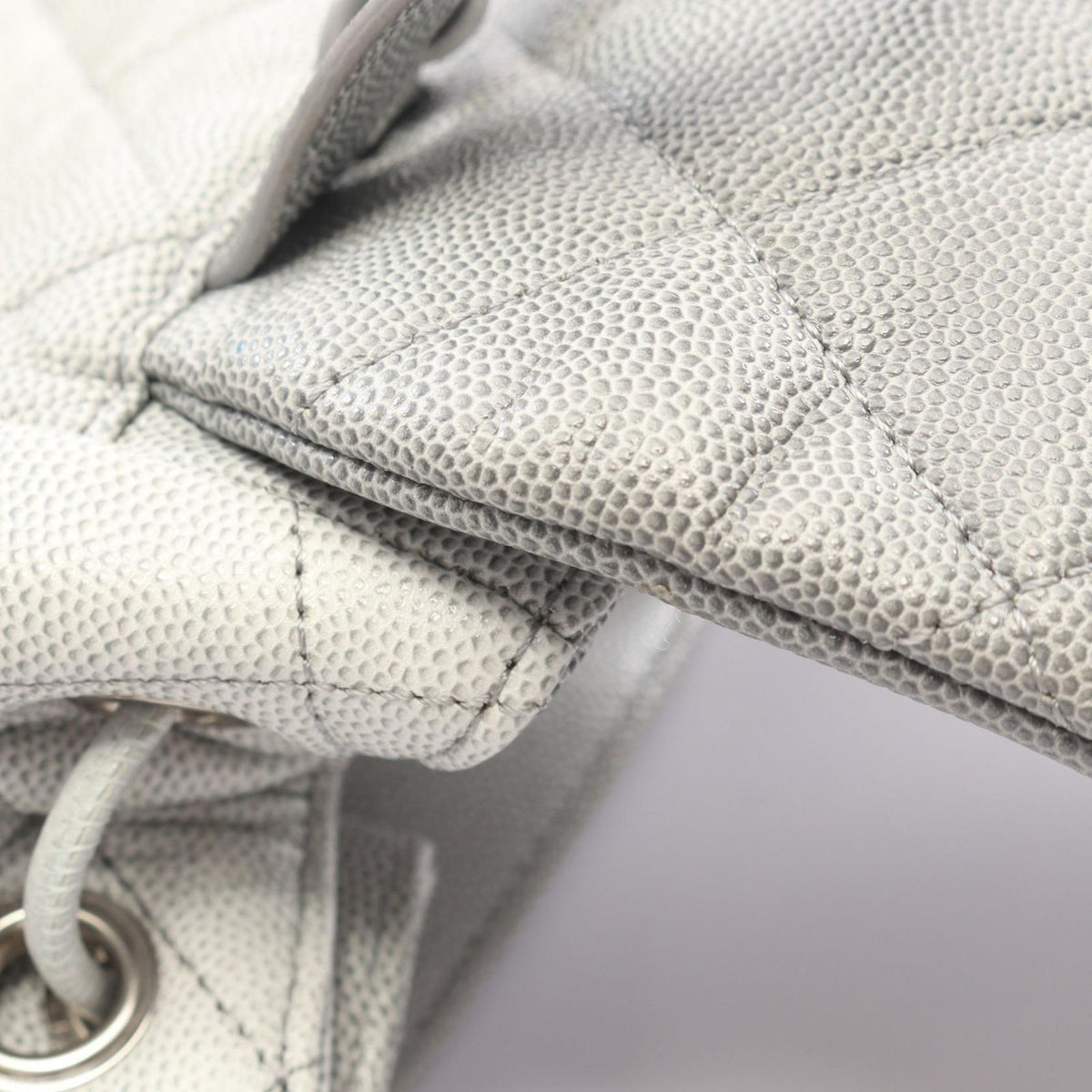 Chanel Backpack Quilted Gray Caviar Leather Chain — view 6