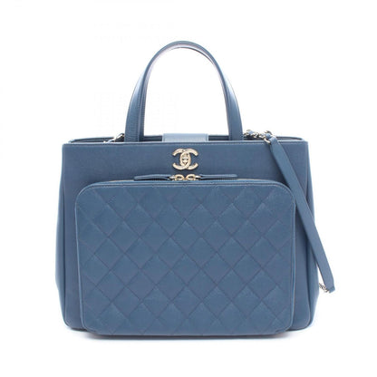 Chanel Shoulder Bag Business Affinity Quilted Blue Caviar Leather Large Shopping