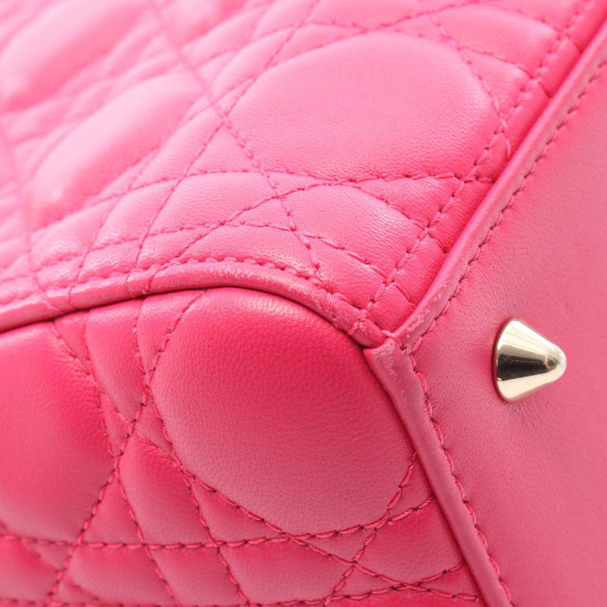 Dior Handbag Lady Dior 2-Way Magenta Leather Tote Medium — view 7