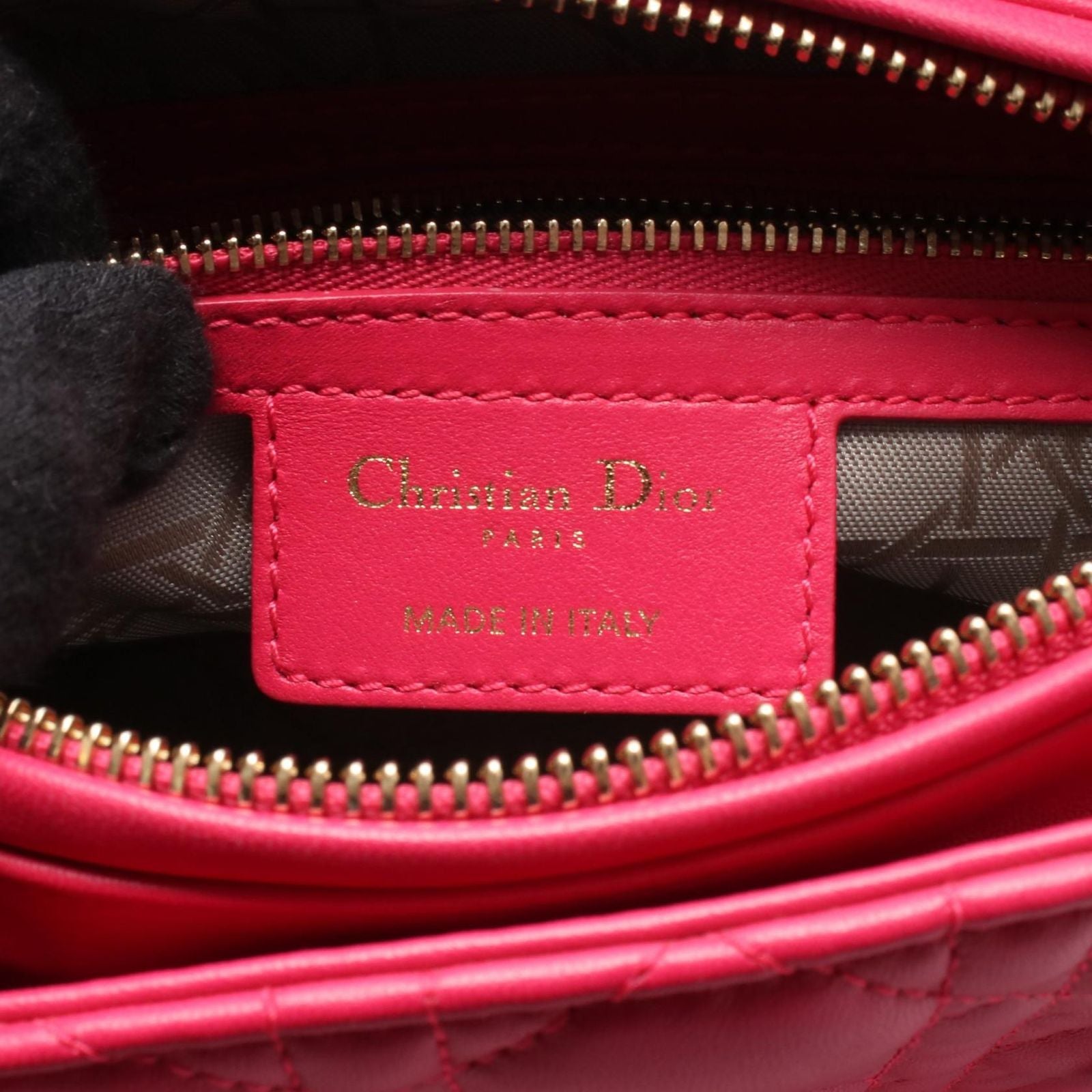 Dior Handbag Lady Dior 2-Way Magenta Leather Tote Medium — view 4
