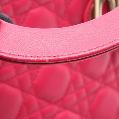 Dior Handbag Lady Dior 2-Way Magenta Leather Tote Medium — view 6
