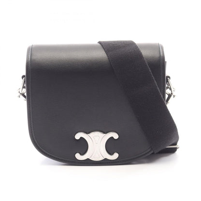 Celine Shoulder Bag Besace Triomphe Black Leather Small Strap