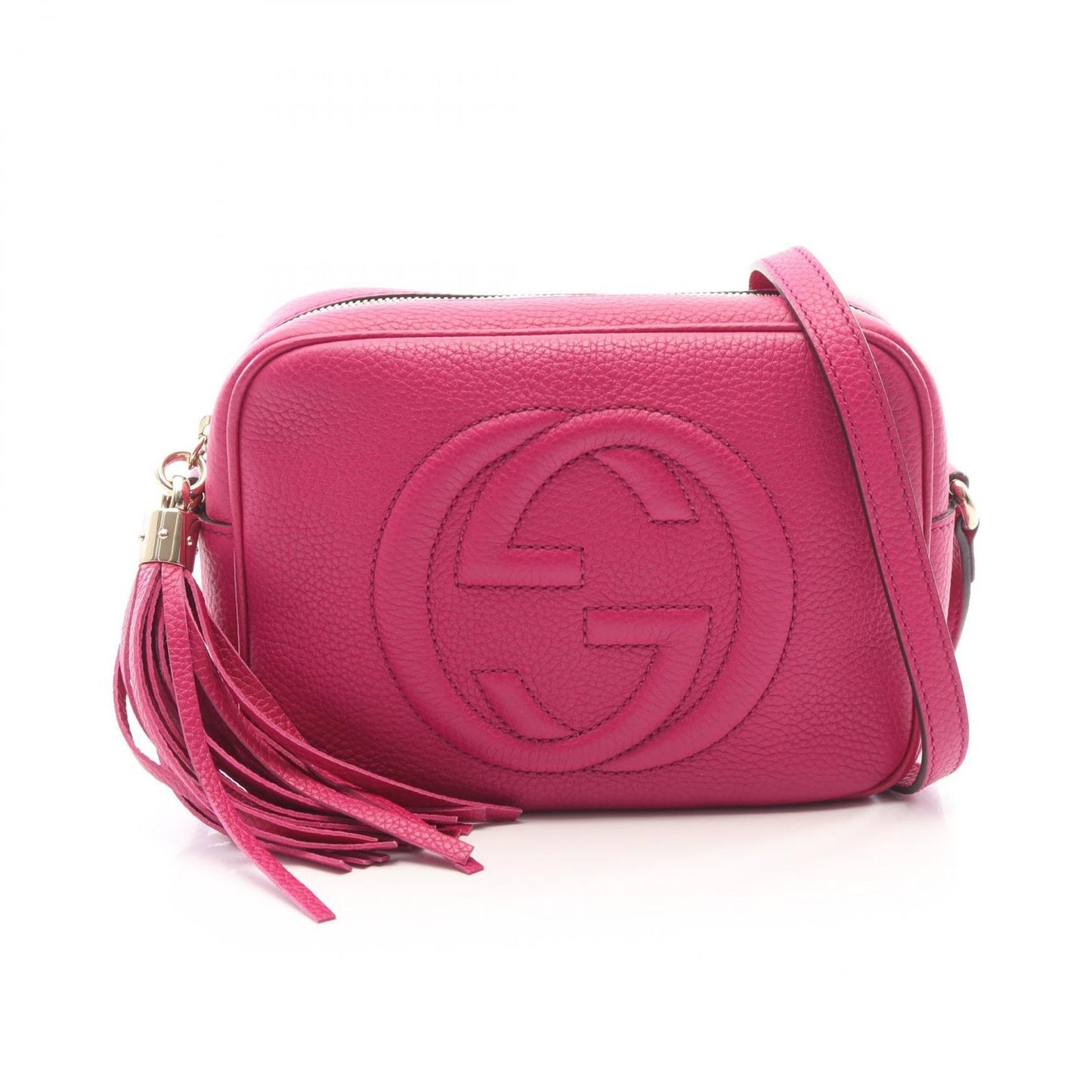 Gucci Shoulder Bag Soho Disco Interlocking G Magenta Leather Small