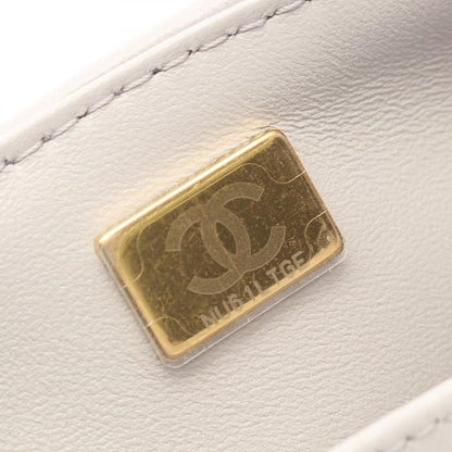 Chanel Shoulder Bag Quilted Top Handle 2-Way Light Gray Lambskin Chain — view 5