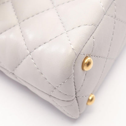 Chanel Shoulder Bag Quilted Top Handle 2-Way Light Gray Lambskin Chain — view 6