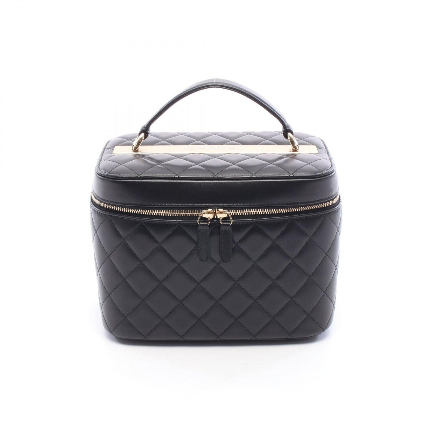Chanel Handbag Quilted Black Lambskin Vanity Bag