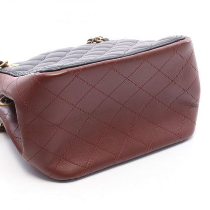 Chanel Shoulder Bag Quilted Small Bucket Black Red Brown Lambskin Chain — view 8