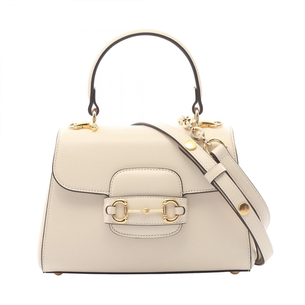 Gucci Handbag Horsebit Ivory Leather 1955 Small Top Handle Bag