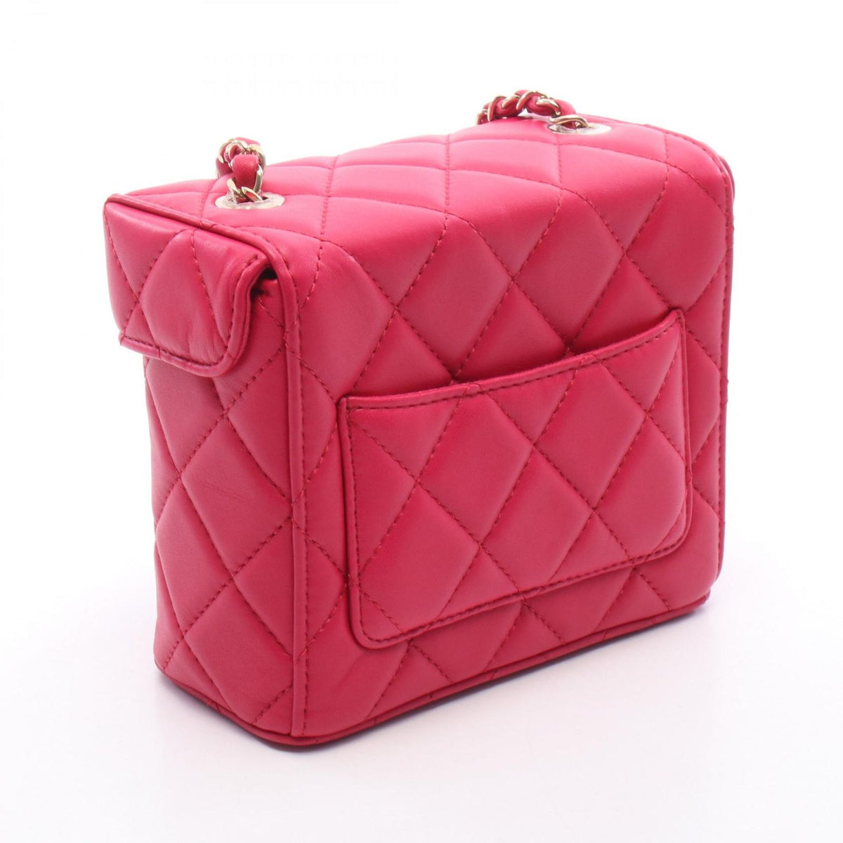 Chanel Shoulder Bag Quilted Small Box Magenta Lambskin Chain — view 2