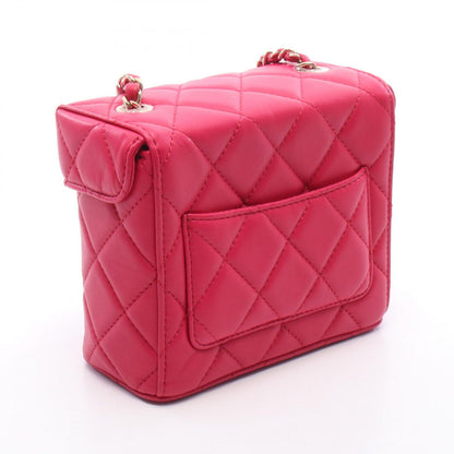Chanel Shoulder Bag Quilted Small Box Magenta Lambskin Chain — view 2