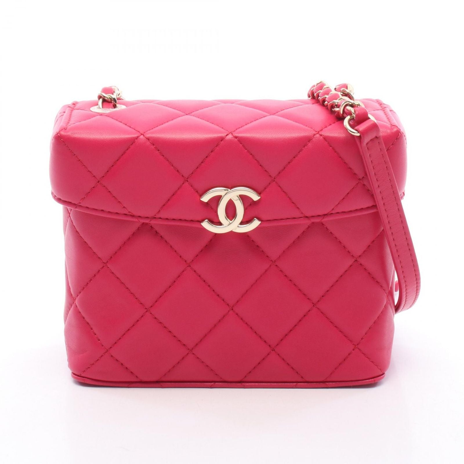 Chanel Shoulder Bag Quilted Small Box Magenta Lambskin Chain