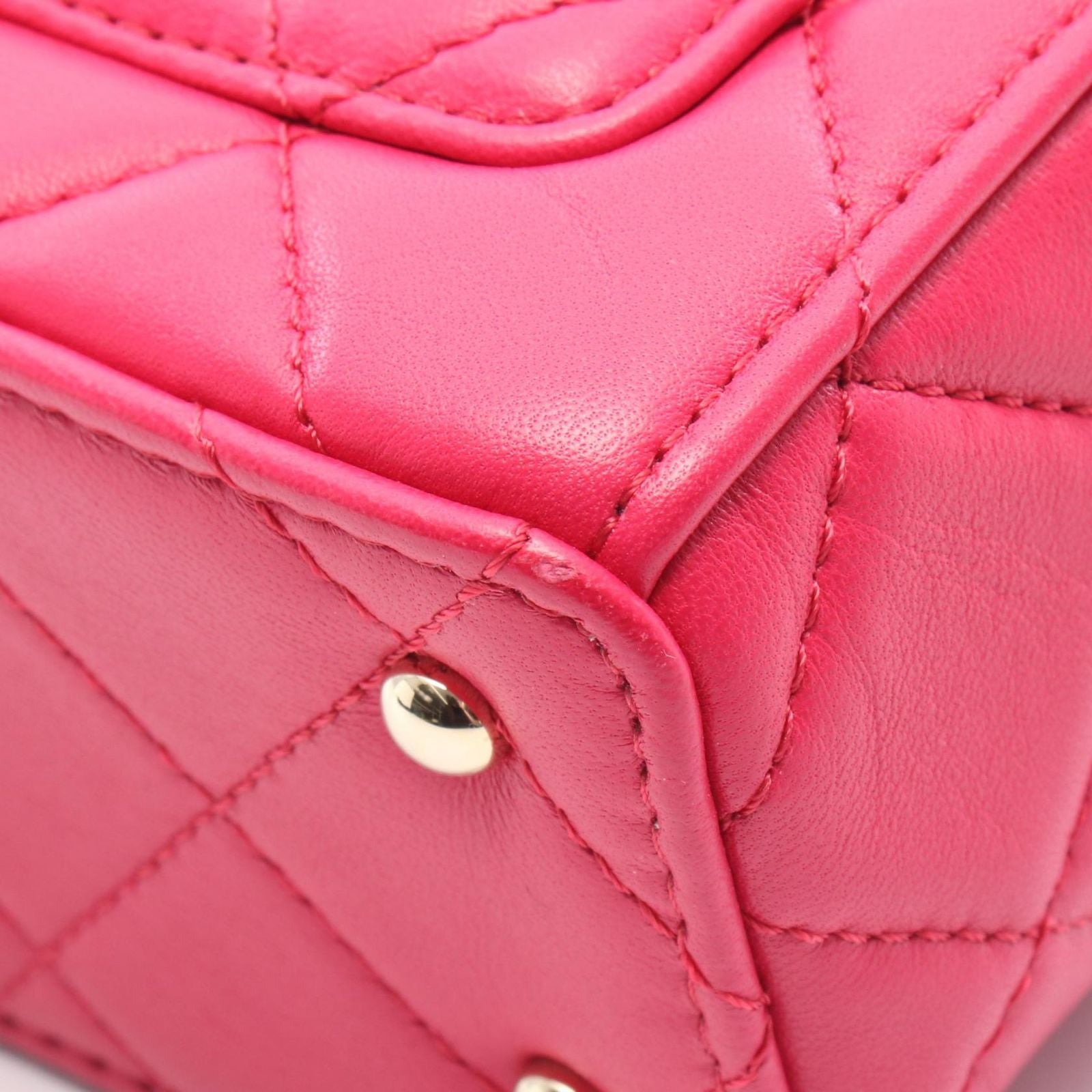 Chanel Shoulder Bag Quilted Small Box Magenta Lambskin Chain — view 7