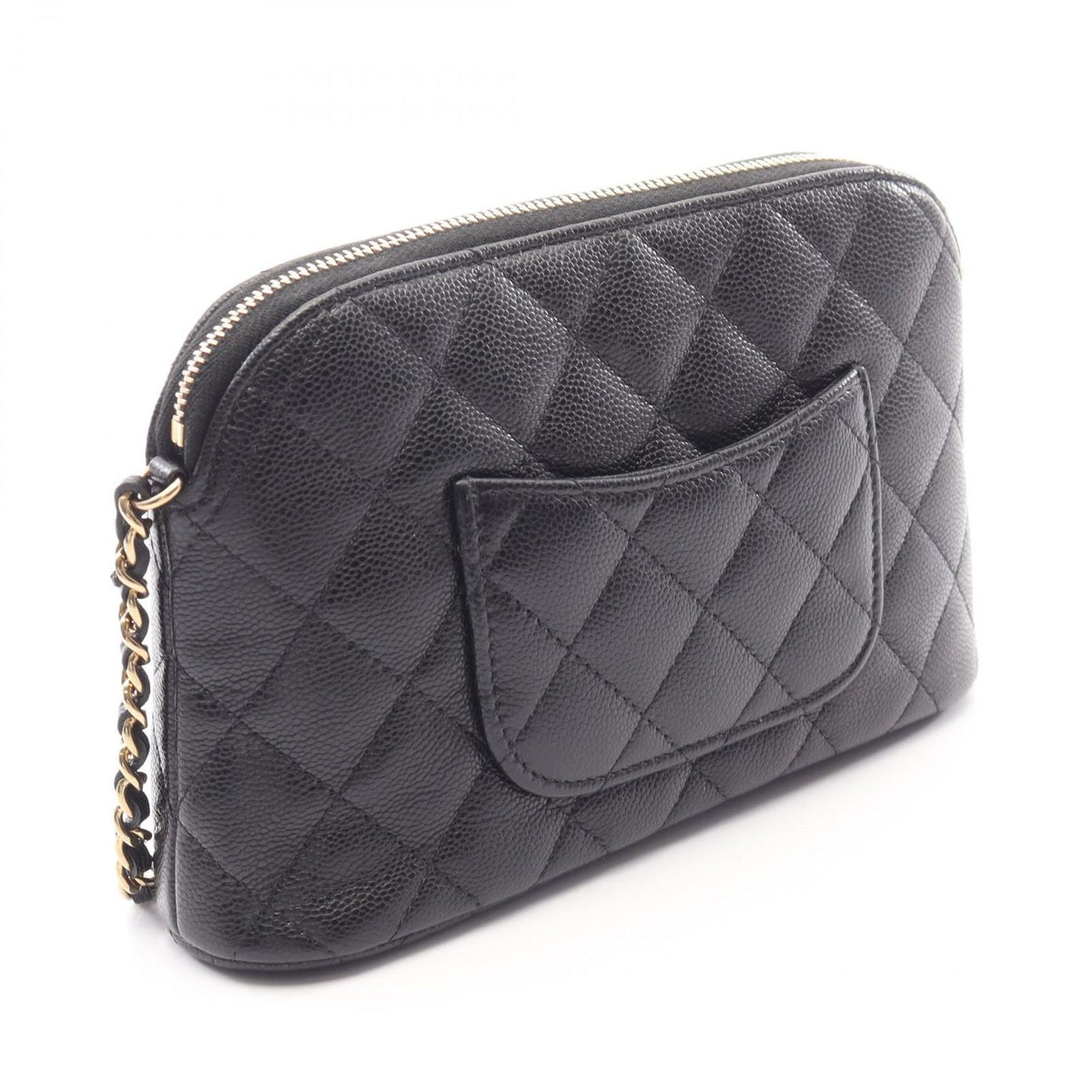 Chanel Shoulder Bag Quilted Classic Chain Clutch Black Caviar Leather Timeless — view 2