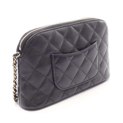 Chanel Shoulder Bag Quilted Classic Chain Clutch Black Caviar Leather Timeless — view 2