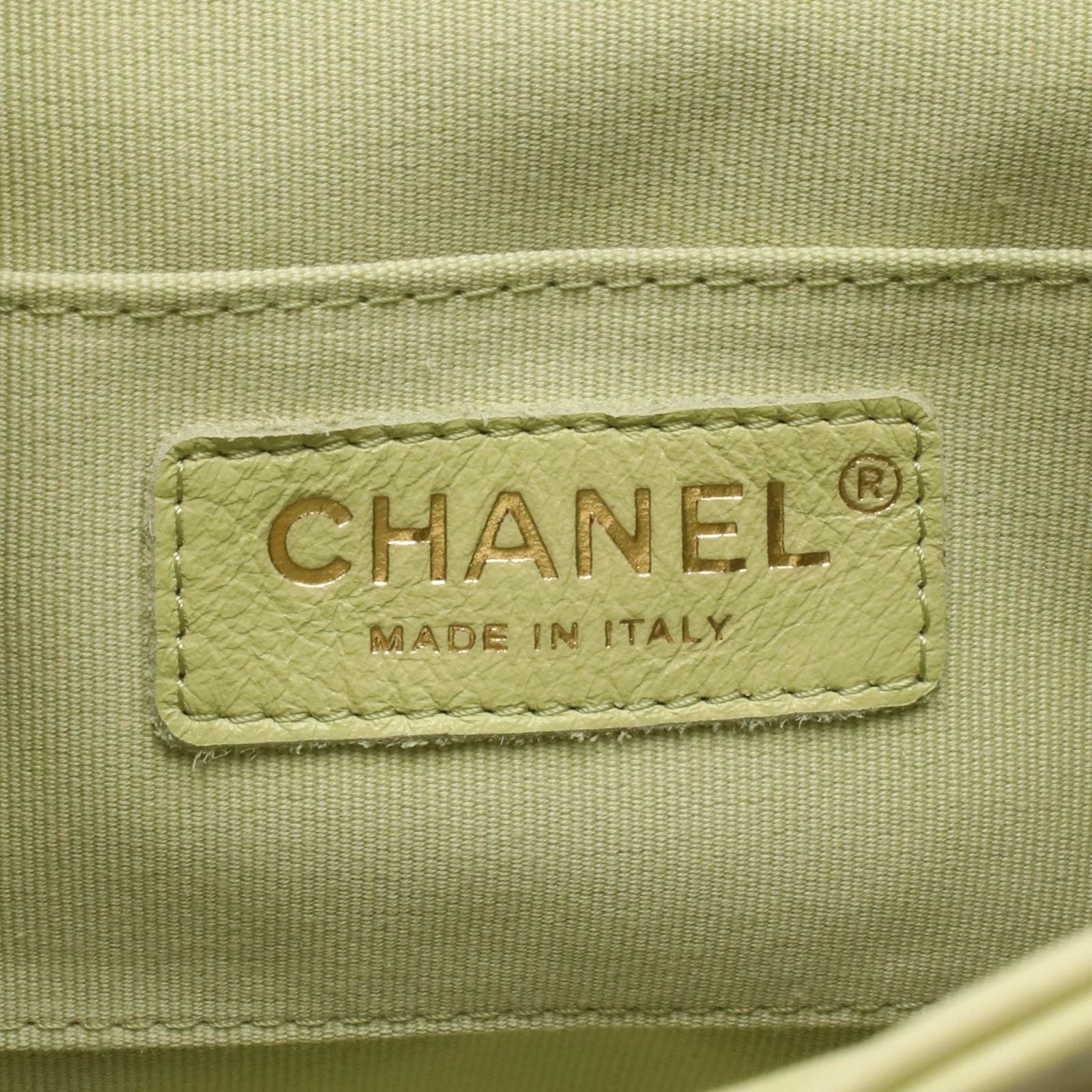 Chanel Backpack Quilted Yellow Green Leather Dumas Chain — view 4