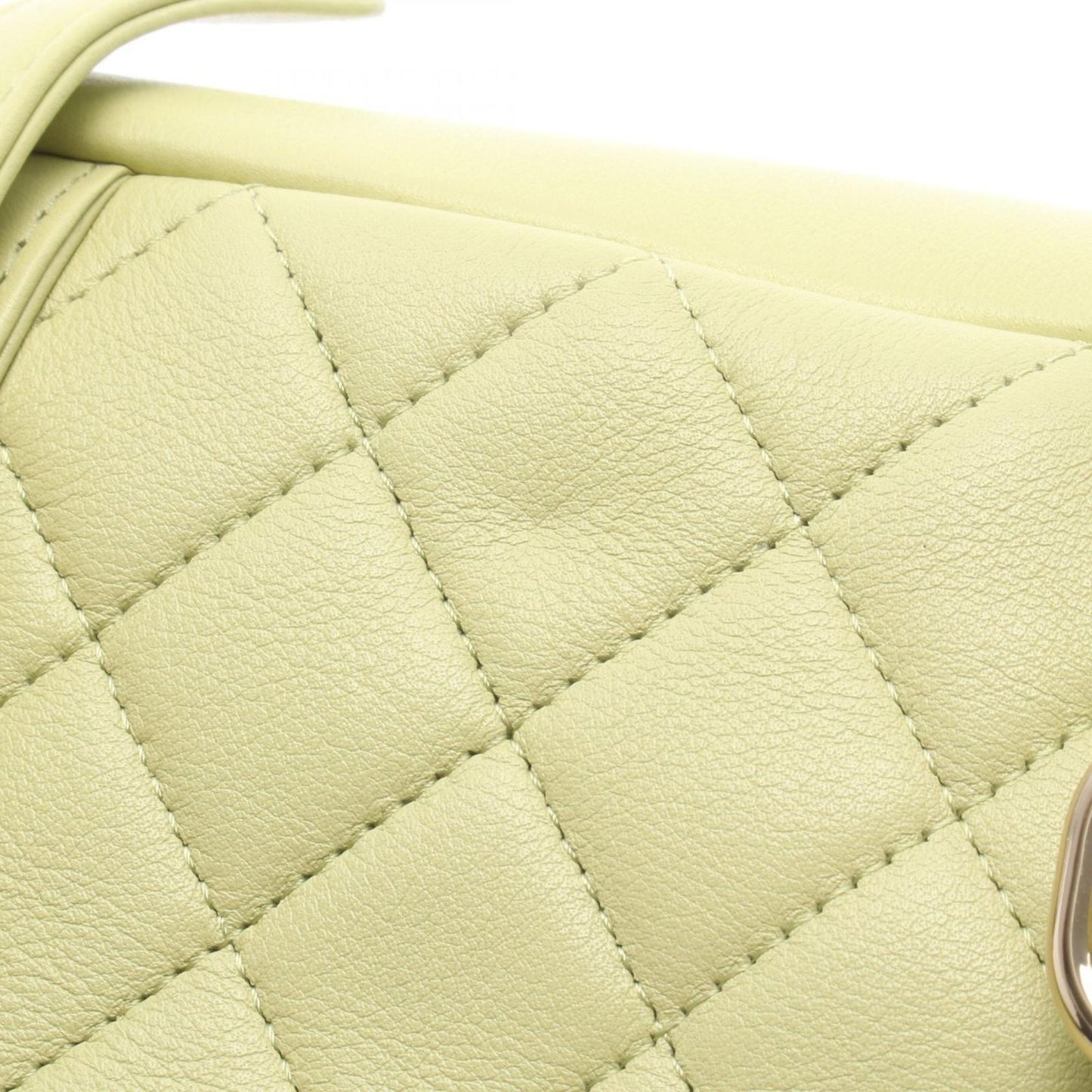 Chanel Backpack Quilted Yellow Green Leather Dumas Chain — view 6