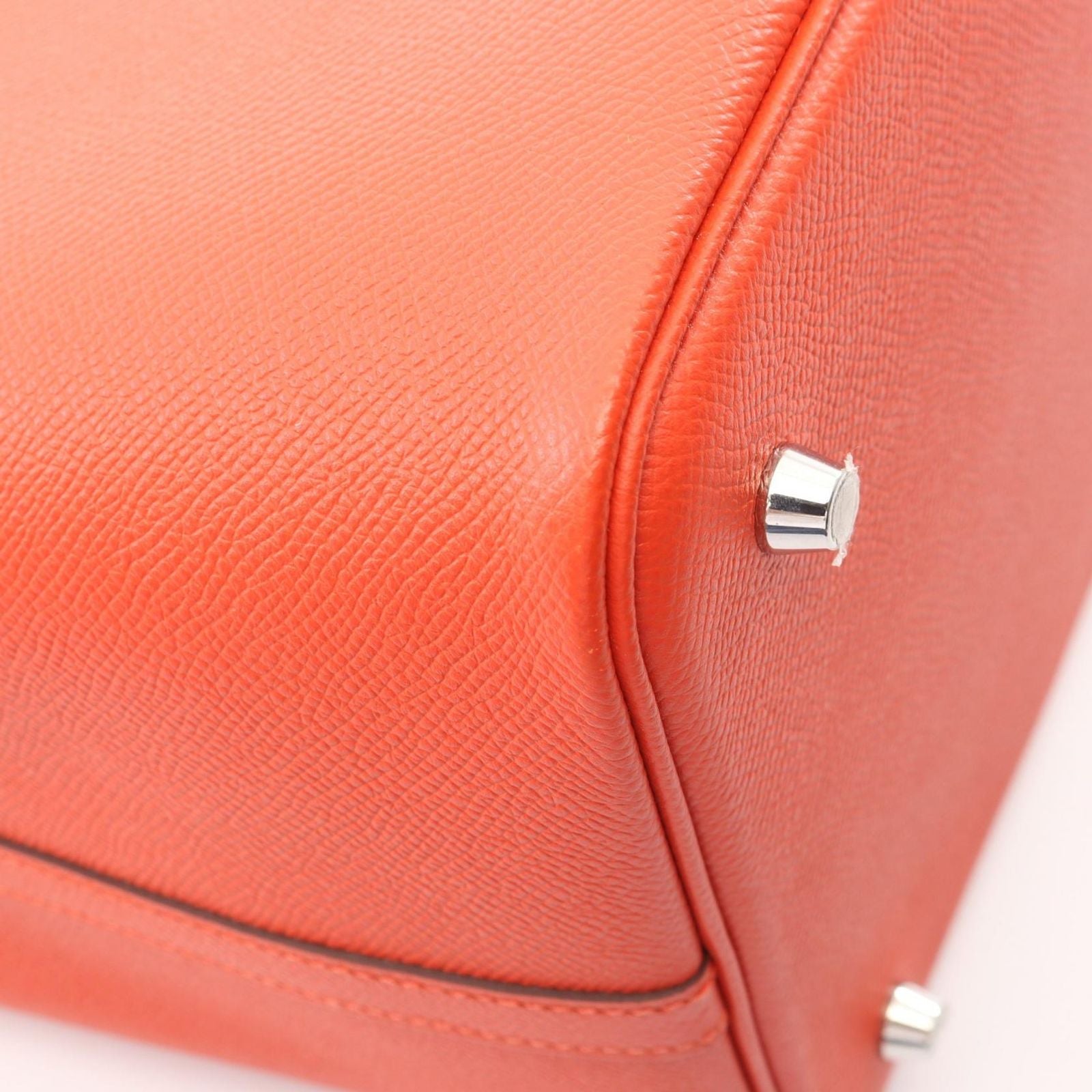 Hermes Handbag Picotin Lock MM Capucines Celeste Rouge Ash Leather Tresage — view 6