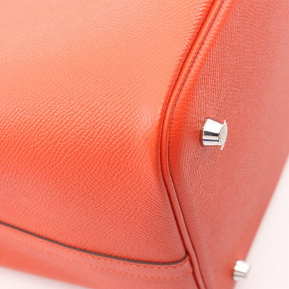 Hermes Handbag Picotin Lock MM Capucines Celeste Rouge Ash Leather Tresage — view 6