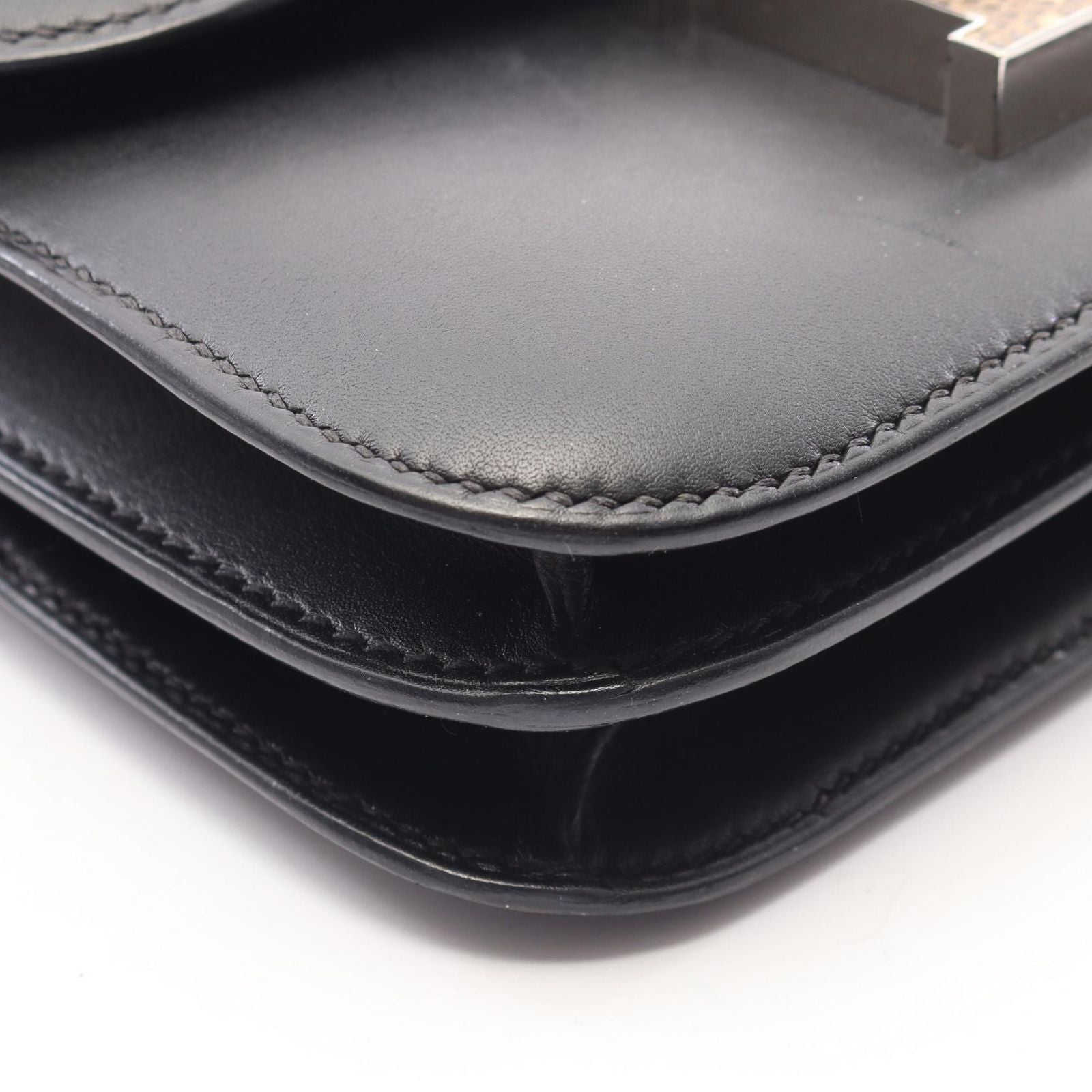 Hermes Shoulder Bag Constance 3 Mini Ombre Black Exotic Leather — view 8