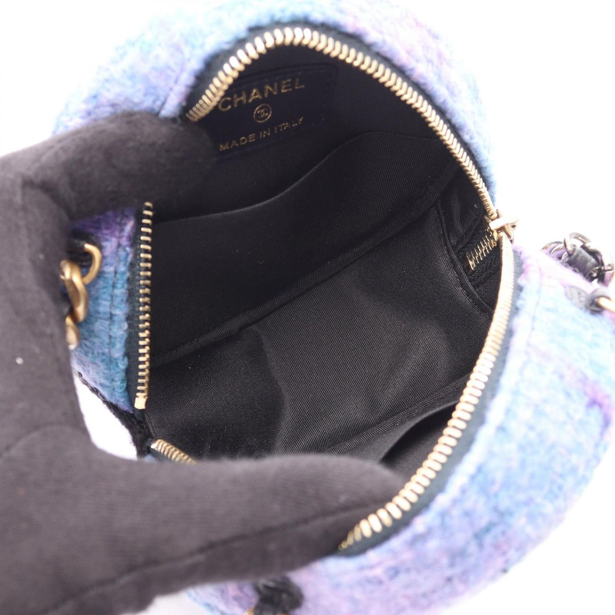 Chanel Shoulder Bag Chanel 19 Quilted 2-Way Lavender Black Fabric Lambskin — view 3