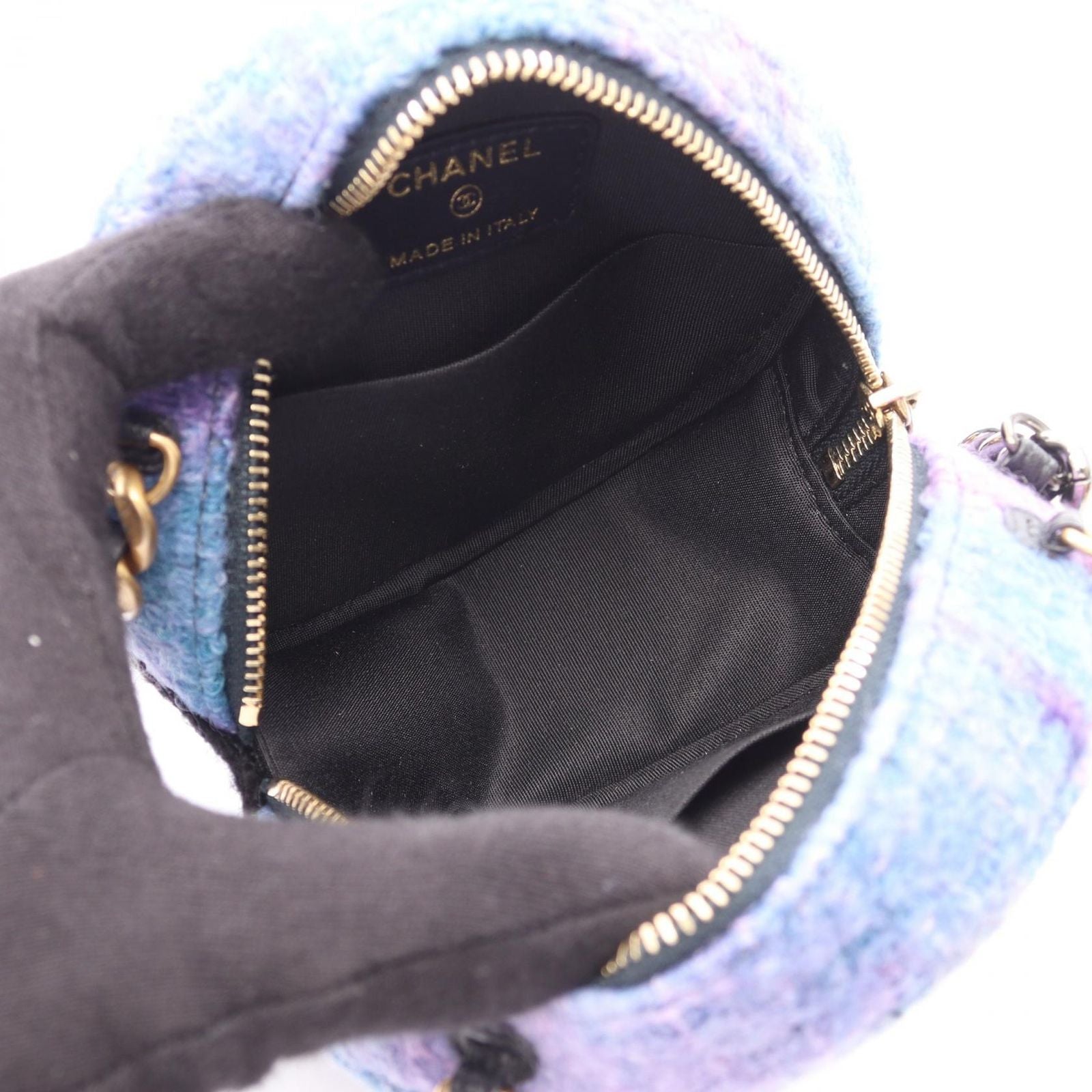 Chanel Shoulder Bag Chanel 19 Quilted 2-Way Lavender Black Fabric Lambskin — view 3