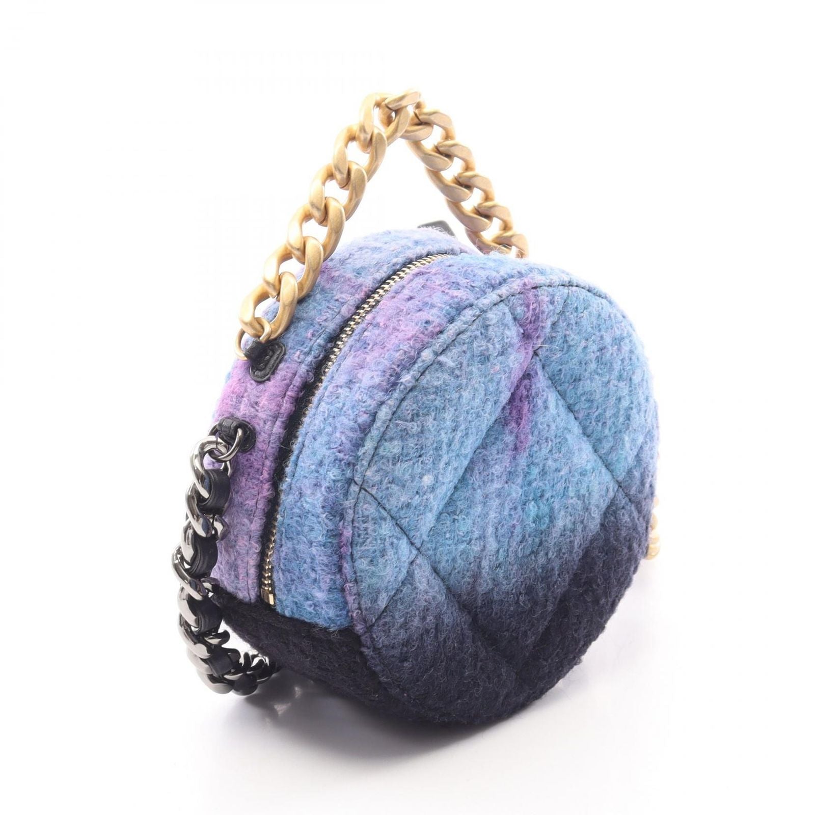 Chanel Shoulder Bag Chanel 19 Quilted 2-Way Lavender Black Fabric Lambskin — view 2