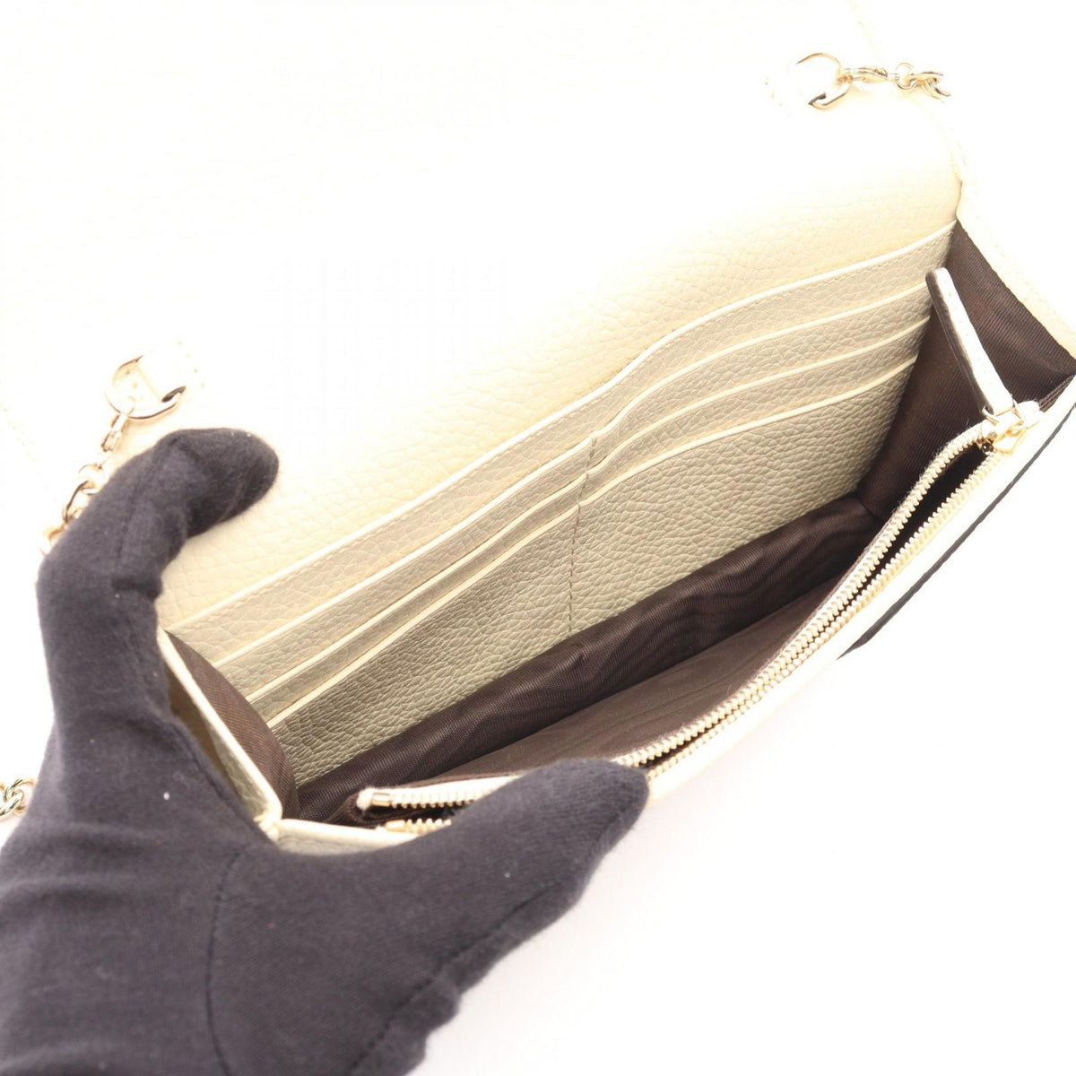 Gucci Shoulder Bag Soho Ivory Leather Chain Wallet — view 3