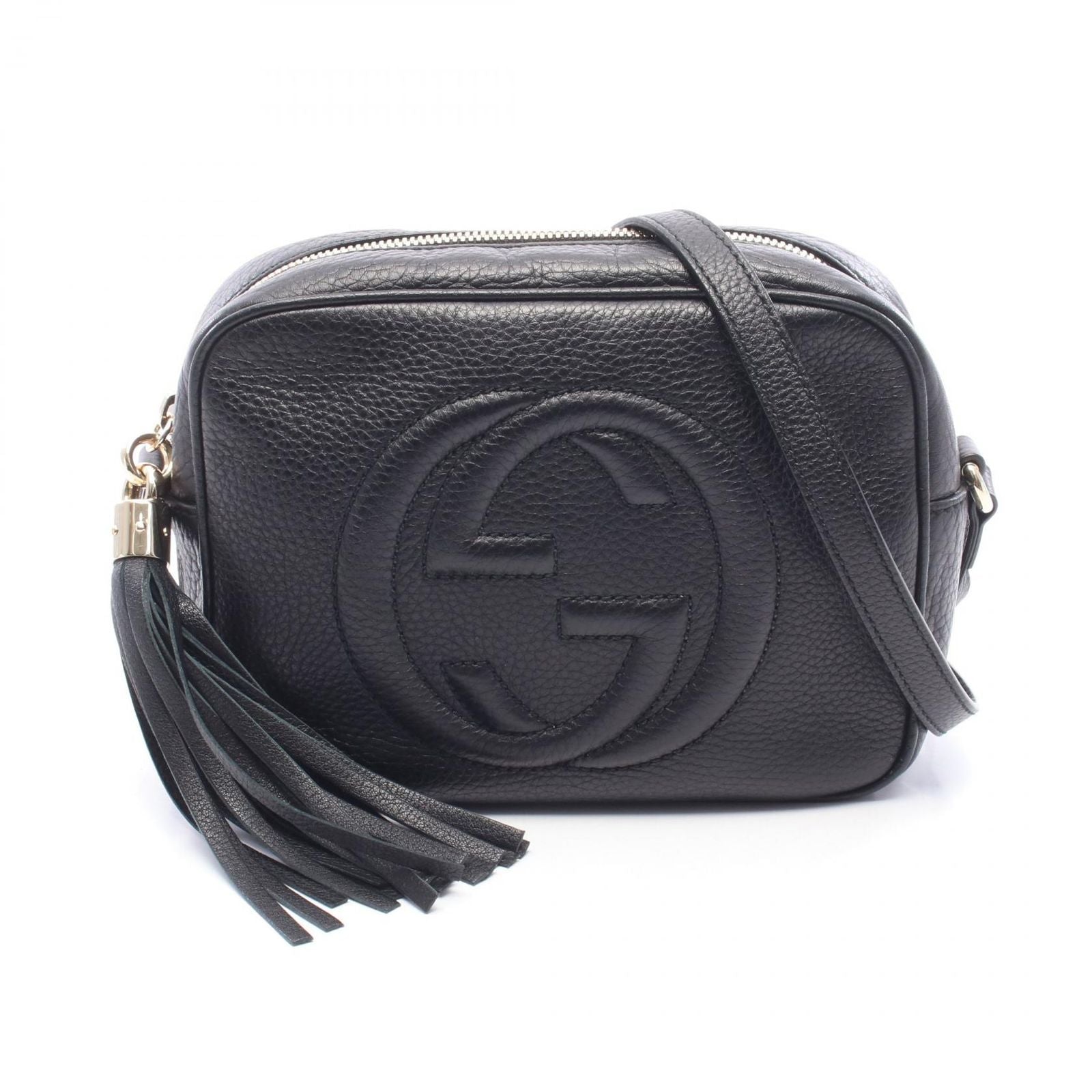 Gucci Shoulder Bag Soho Disco Interlocking G Black Leather Small