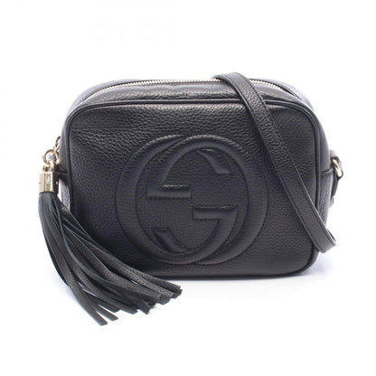 Gucci Shoulder Bag Soho Disco Interlocking G Black Leather Small