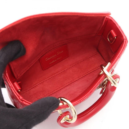 Dior Handbag Lady D-joy Micro Cannage 2-Way Red Leather Tote — view 3