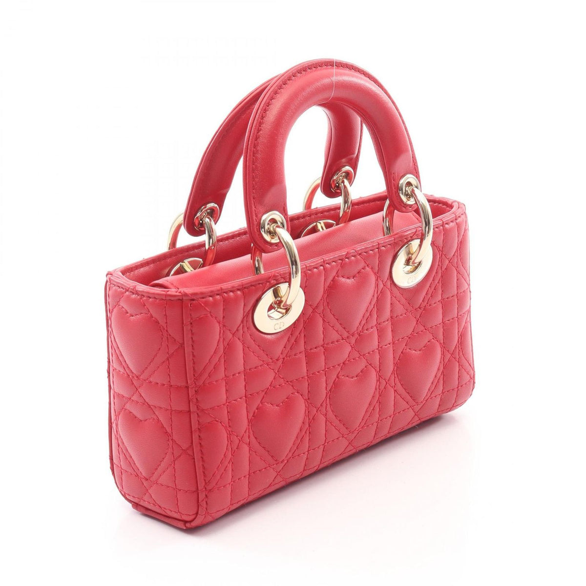 Dior Handbag Lady D-joy Micro Cannage 2-Way Red Leather Tote — view 2