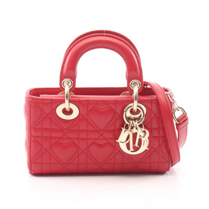 Dior Handbag Lady D-joy Micro Cannage 2-Way Red Leather Tote