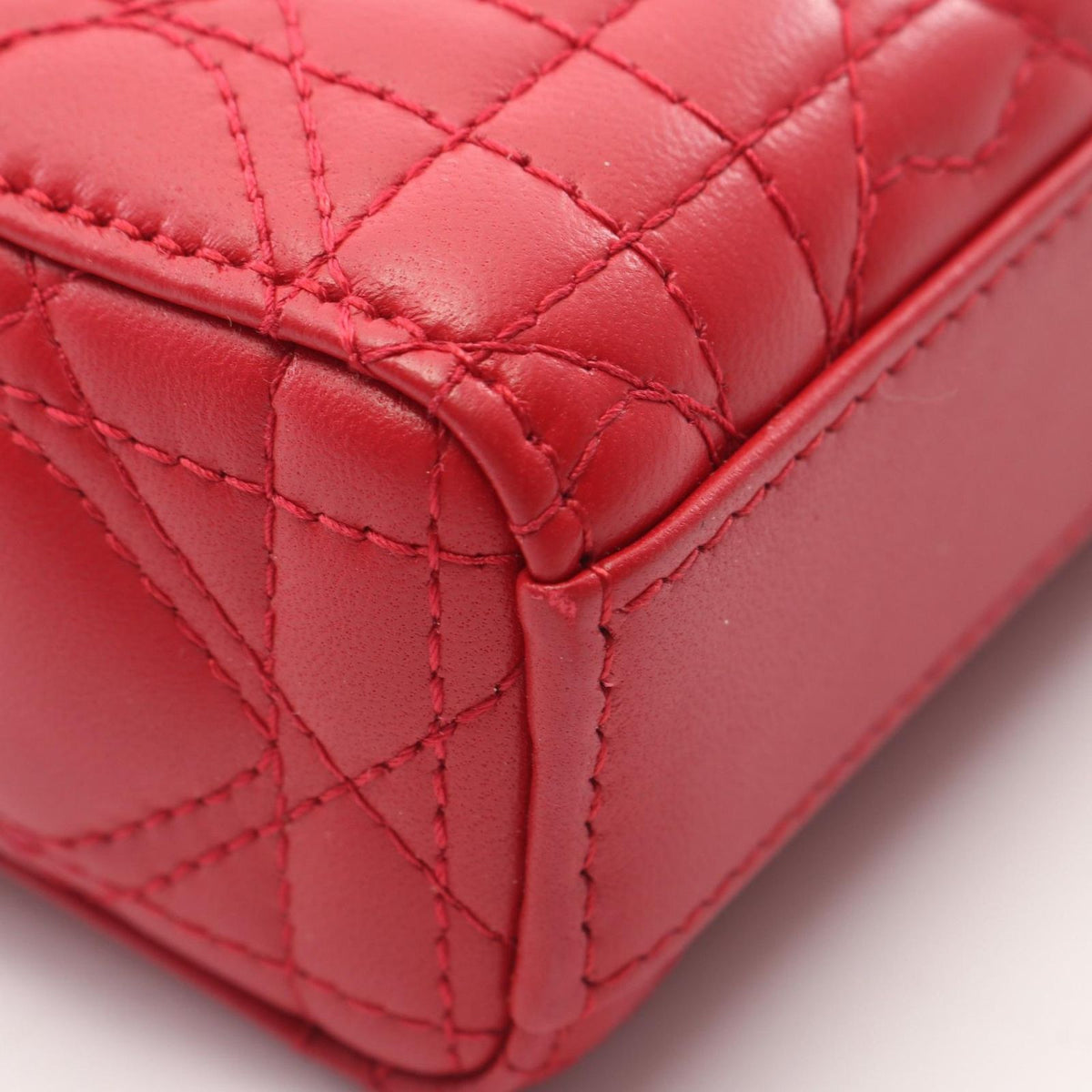 Dior Handbag Lady D-joy Micro Cannage 2-Way Red Leather Tote — view 5