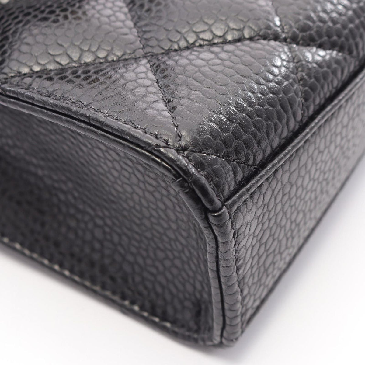 Chanel Shoulder Bag Quilted Small Flap Black Caviar Leather Chain — view 6