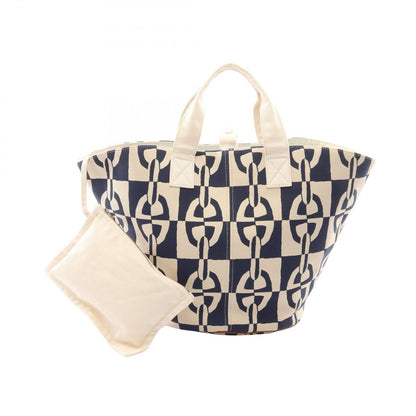 Hermes Tote Panier de Plage PM Chaine D'ancre Off White Navy Canvas